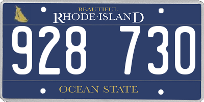 RI license plate 928730