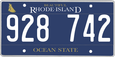 RI license plate 928742