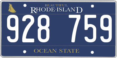 RI license plate 928759