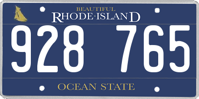 RI license plate 928765