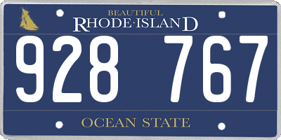RI license plate 928767