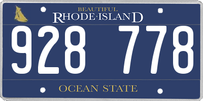 RI license plate 928778