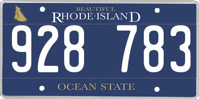 RI license plate 928783