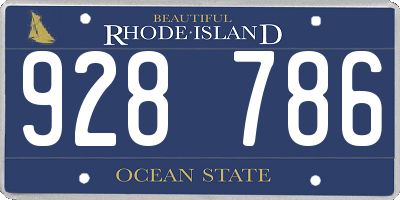 RI license plate 928786