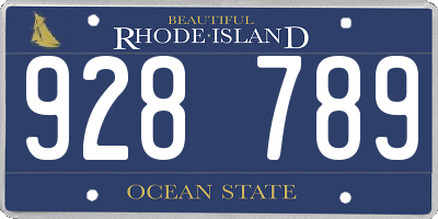 RI license plate 928789