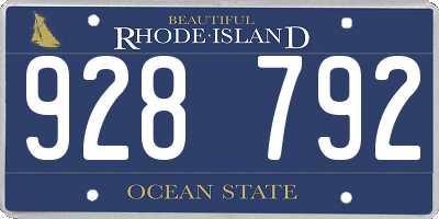 RI license plate 928792