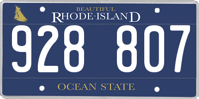 RI license plate 928807