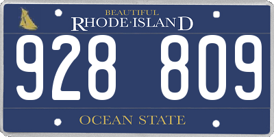 RI license plate 928809