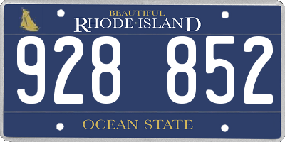 RI license plate 928852