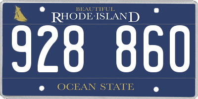 RI license plate 928860
