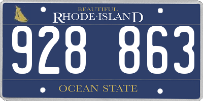 RI license plate 928863