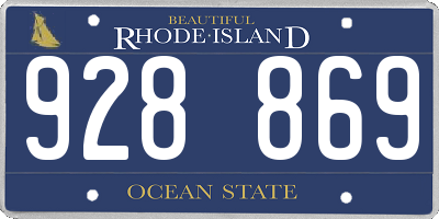 RI license plate 928869