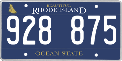 RI license plate 928875