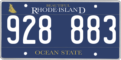 RI license plate 928883