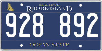 RI license plate 928892