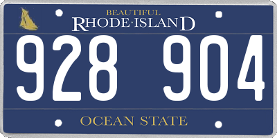 RI license plate 928904