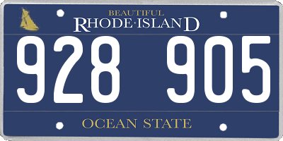 RI license plate 928905