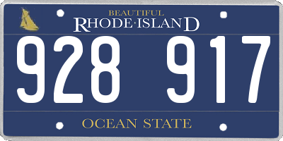 RI license plate 928917