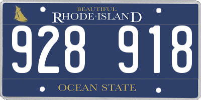 RI license plate 928918