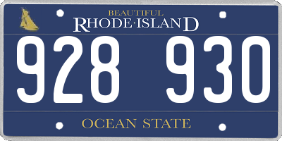 RI license plate 928930