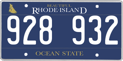 RI license plate 928932