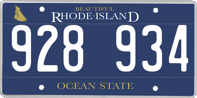 RI license plate 928934