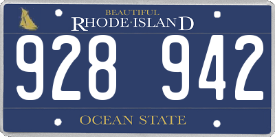 RI license plate 928942