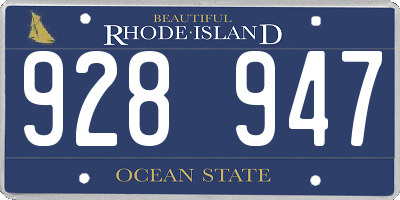 RI license plate 928947