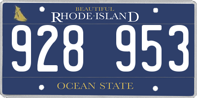 RI license plate 928953