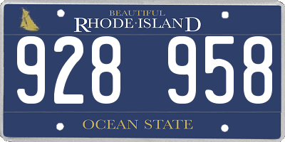 RI license plate 928958
