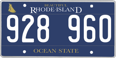 RI license plate 928960