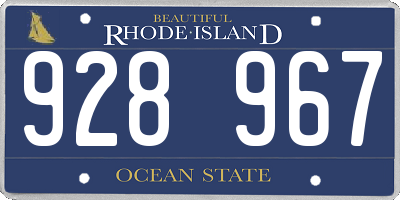 RI license plate 928967