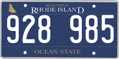 RI license plate 928985