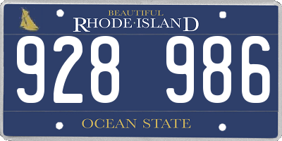 RI license plate 928986