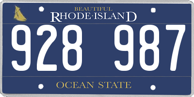 RI license plate 928987