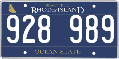 RI license plate 928989