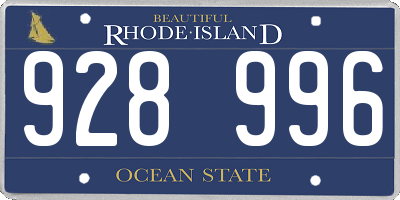 RI license plate 928996