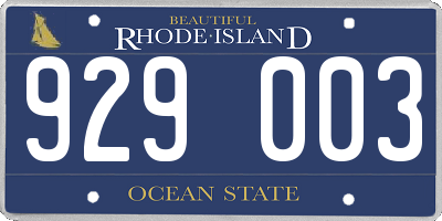 RI license plate 929003