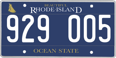 RI license plate 929005