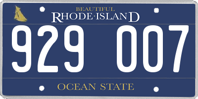 RI license plate 929007