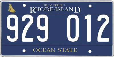 RI license plate 929012
