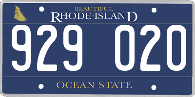 RI license plate 929020