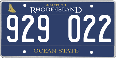 RI license plate 929022