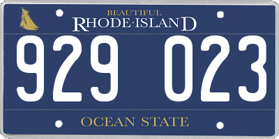 RI license plate 929023