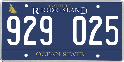 RI license plate 929025