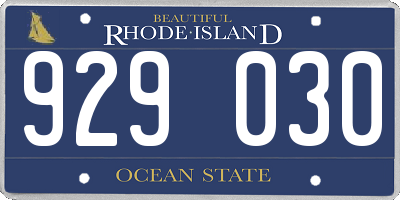 RI license plate 929030