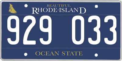 RI license plate 929033