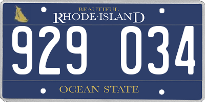 RI license plate 929034