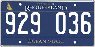 RI license plate 929036