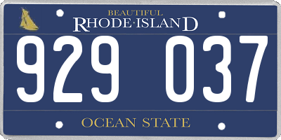 RI license plate 929037